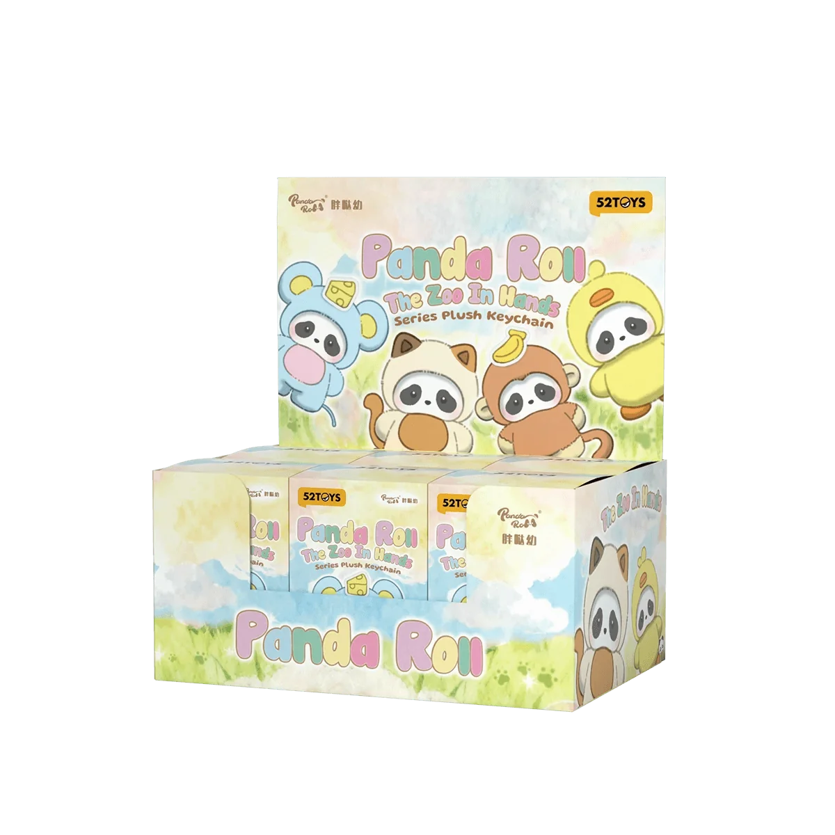 Panda Roll The Zoo In Hands Series Plush Keychain (Box of 6)