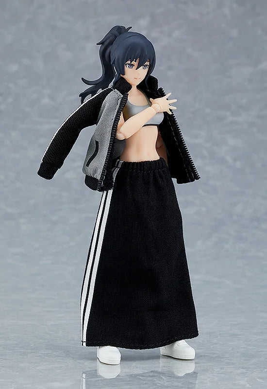 Max Factory figma Makoto Female Body Action Figure with Tracksuit and Skirt Outfit