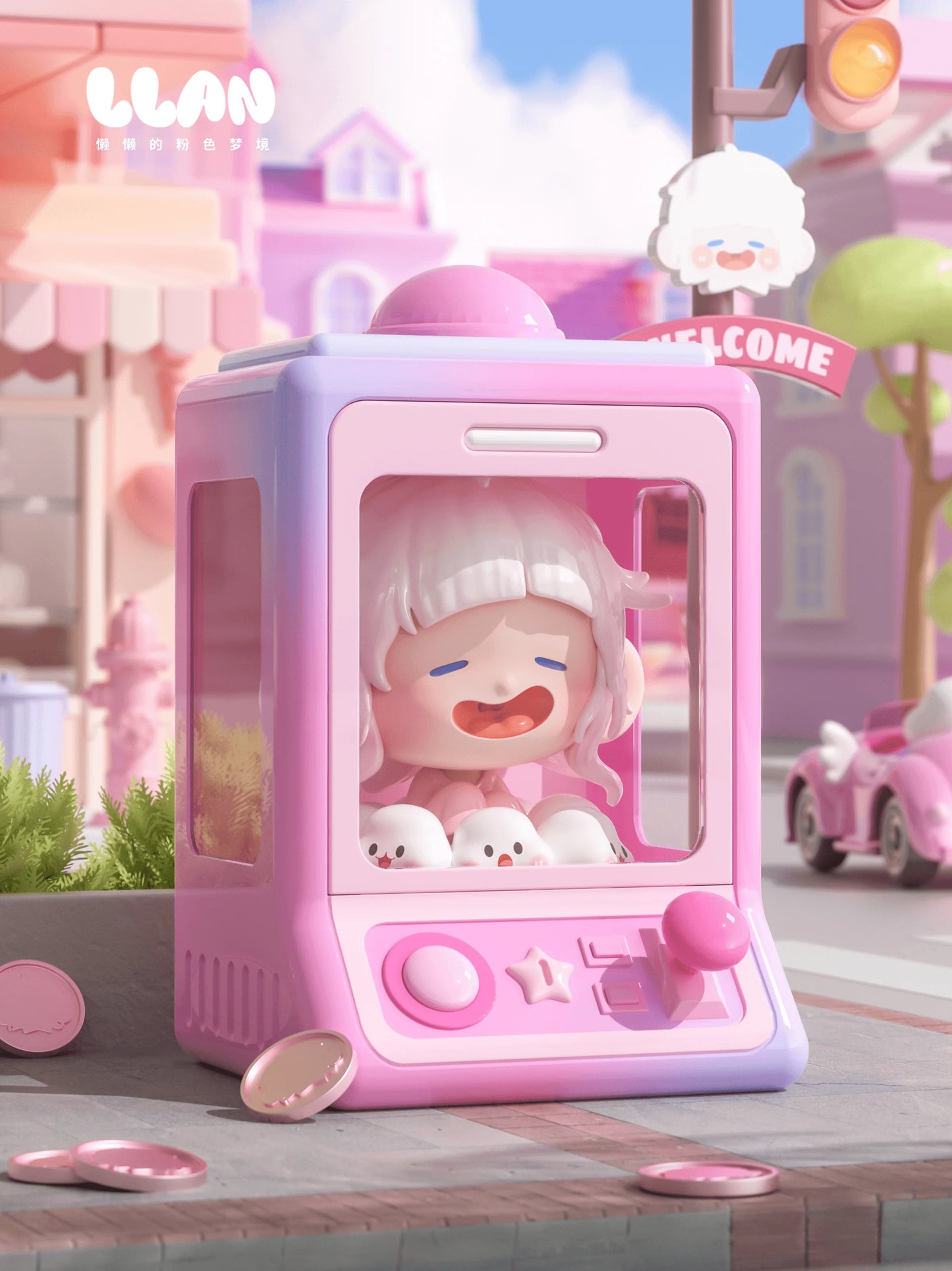Shenzhen Mabell Lazy Pink Dreamland Painted PVC Figure