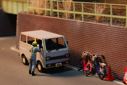 1/80 Scale Paper kit Town Corner Accessory Series kei van(white/blue/silver)