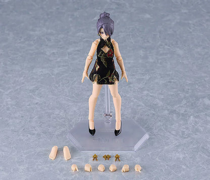 figma Female Body (Mika) with Mini Skirt Chinese Dress Outfit (Black)