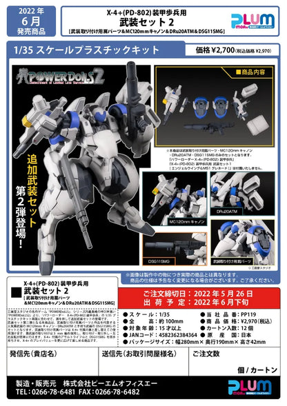X-4+(PD-802) WEAPON SET2[Shoulder parts for mounting weapons&MC120mmCanon&Dru20ATM&DSG11SMG]