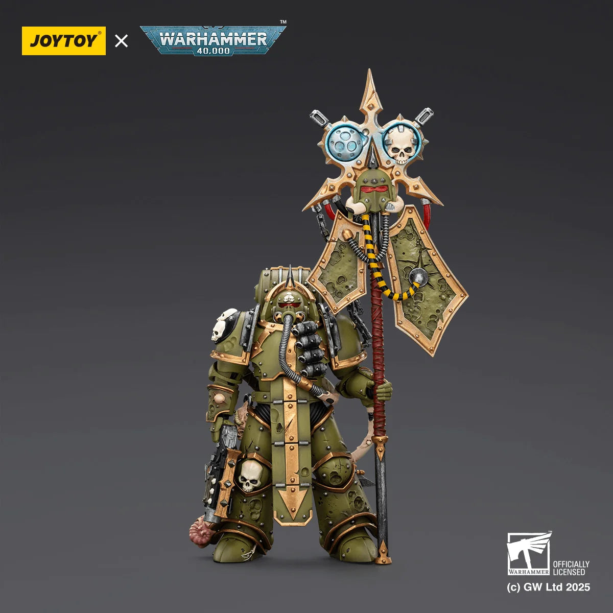Death Guard Plague Marine Icon bearer with Boltgun and Plague knife