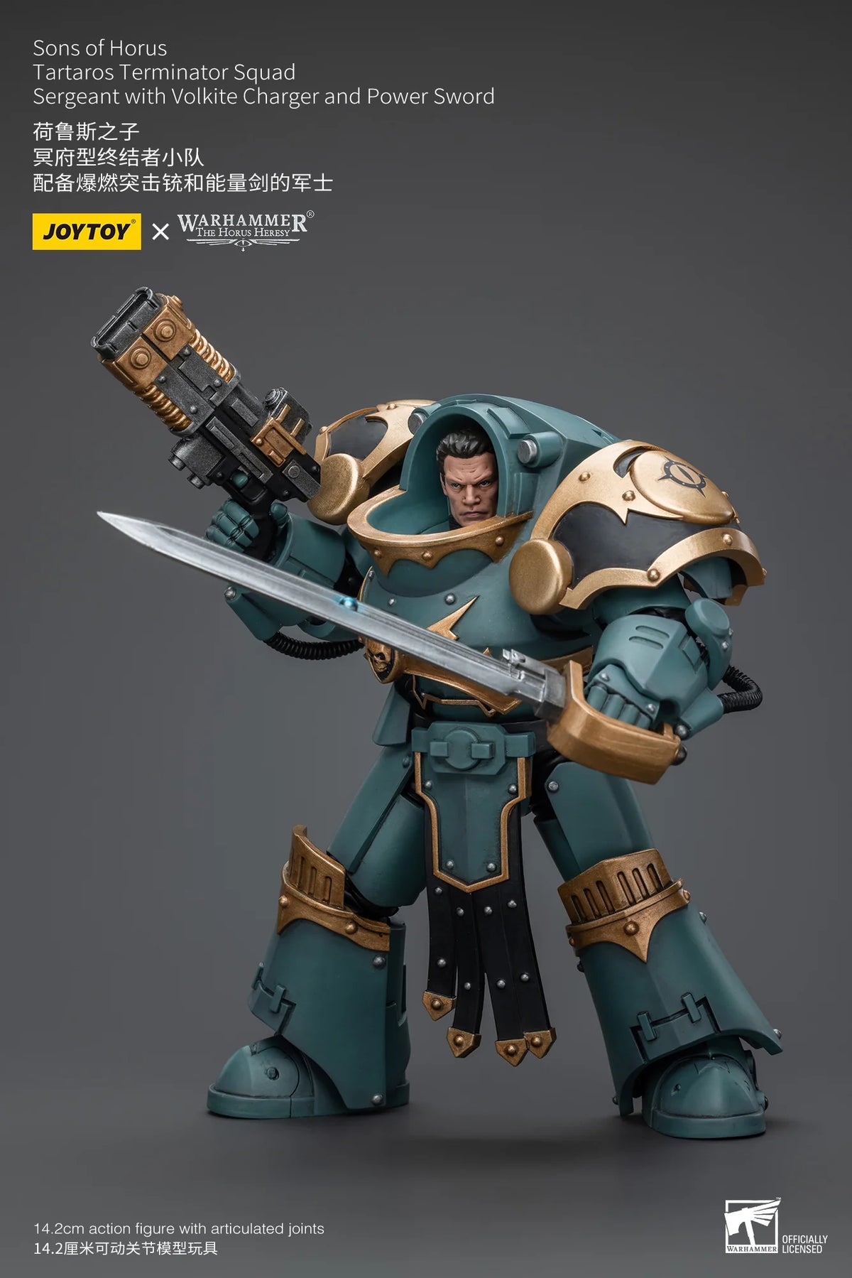 Sons Of Horus Tartaros Terminator Squad Sergeant With Volkite Charger And Power Sword