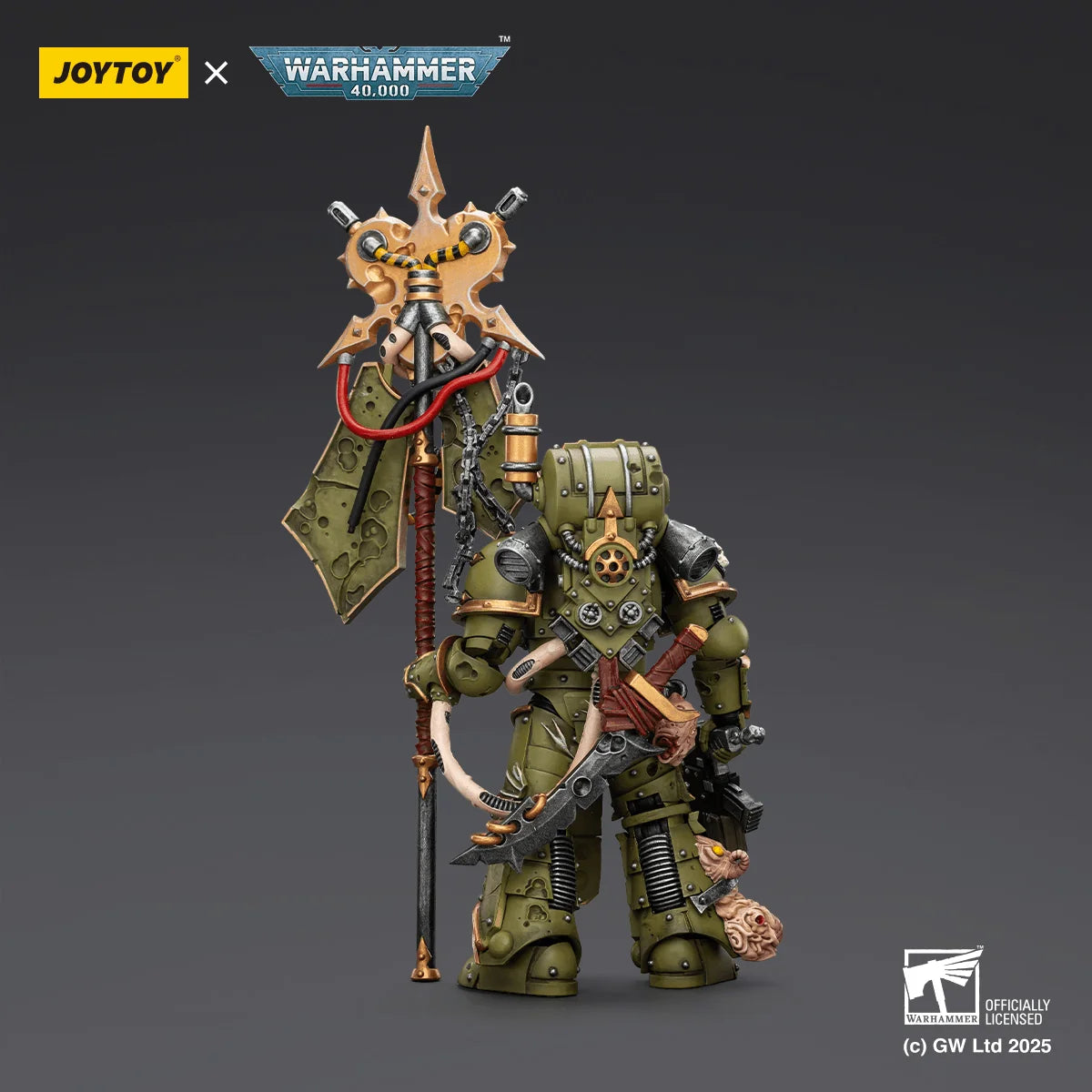 Death Guard Plague Marine Icon bearer with Boltgun and Plague knife
