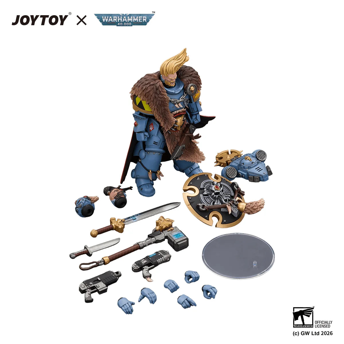 Space Wolves Wolf Guard Battle Leader with Master-crafted Power Weapon, Storm Shield, Thunder Hammer,Master-crafted Heavy Bolt Pistol, and Plasma Pistol