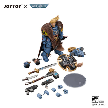 Space Wolves Wolf Guard Battle Leader with Master-crafted Power Weapon, Storm Shield, Thunder Hammer,Master-crafted Heavy Bolt Pistol, and Plasma Pistol