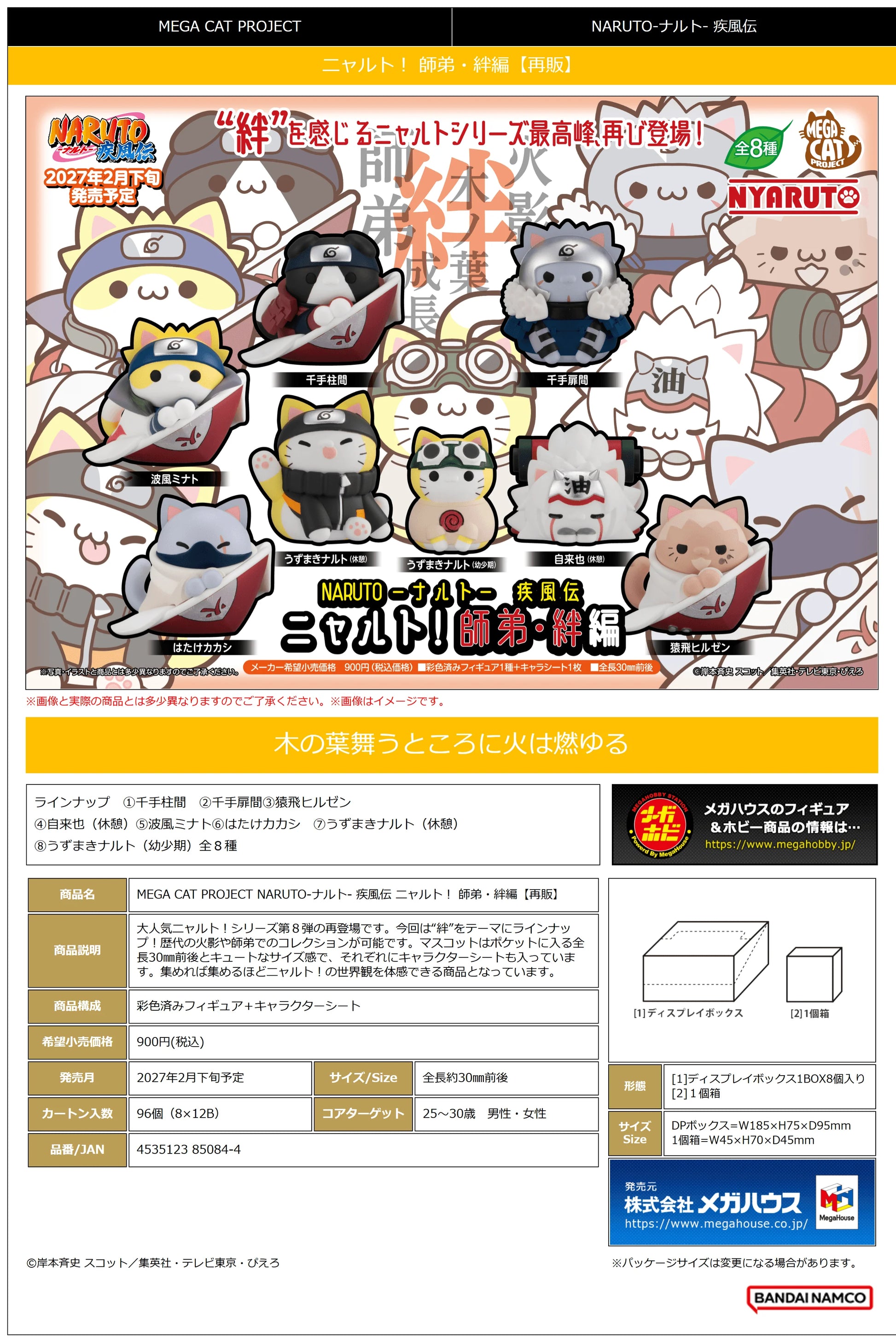 MEGA CAT PROJECT Naruto ShippudenNyaruto！The bond between master and disciple ver.（Repeat） (Box of 8)