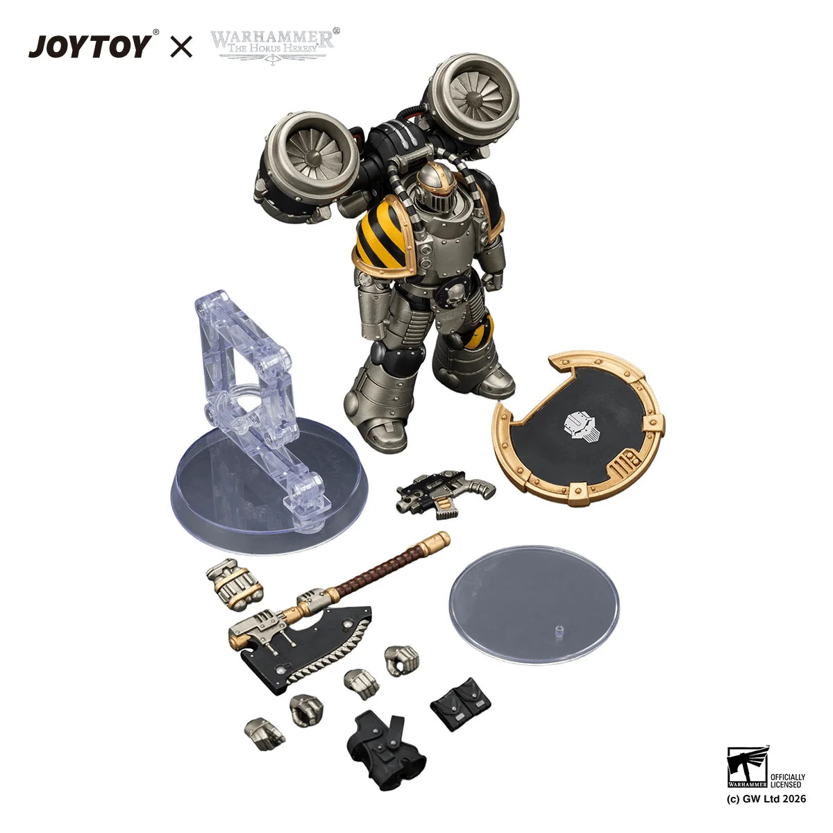 Iron Warriors MkII Assault Legionary1 with Bolt pistol, Chain axe & Combat shield