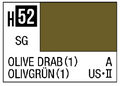 AQUEOUS HOBBY COLOR - H52 SEMI-GLOSS OLIVE DRAB(1) (USAF/ARMY AIRCRAFT)