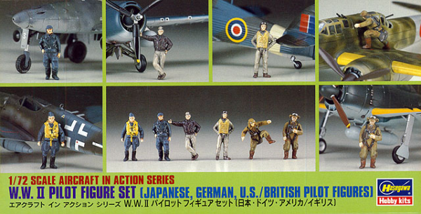 [X72-8] 1:72 W.W.II PILOT FIGURE SET (JAPANESE, GERMAN, U.S./BRITISH PILOT FIGURES)