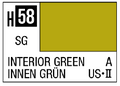 AQUEOUS HOBBY COLOR - H58 SEMI-GLOSS INTERIOR GREEN (USARMY/NAVYAIRCRAFT)