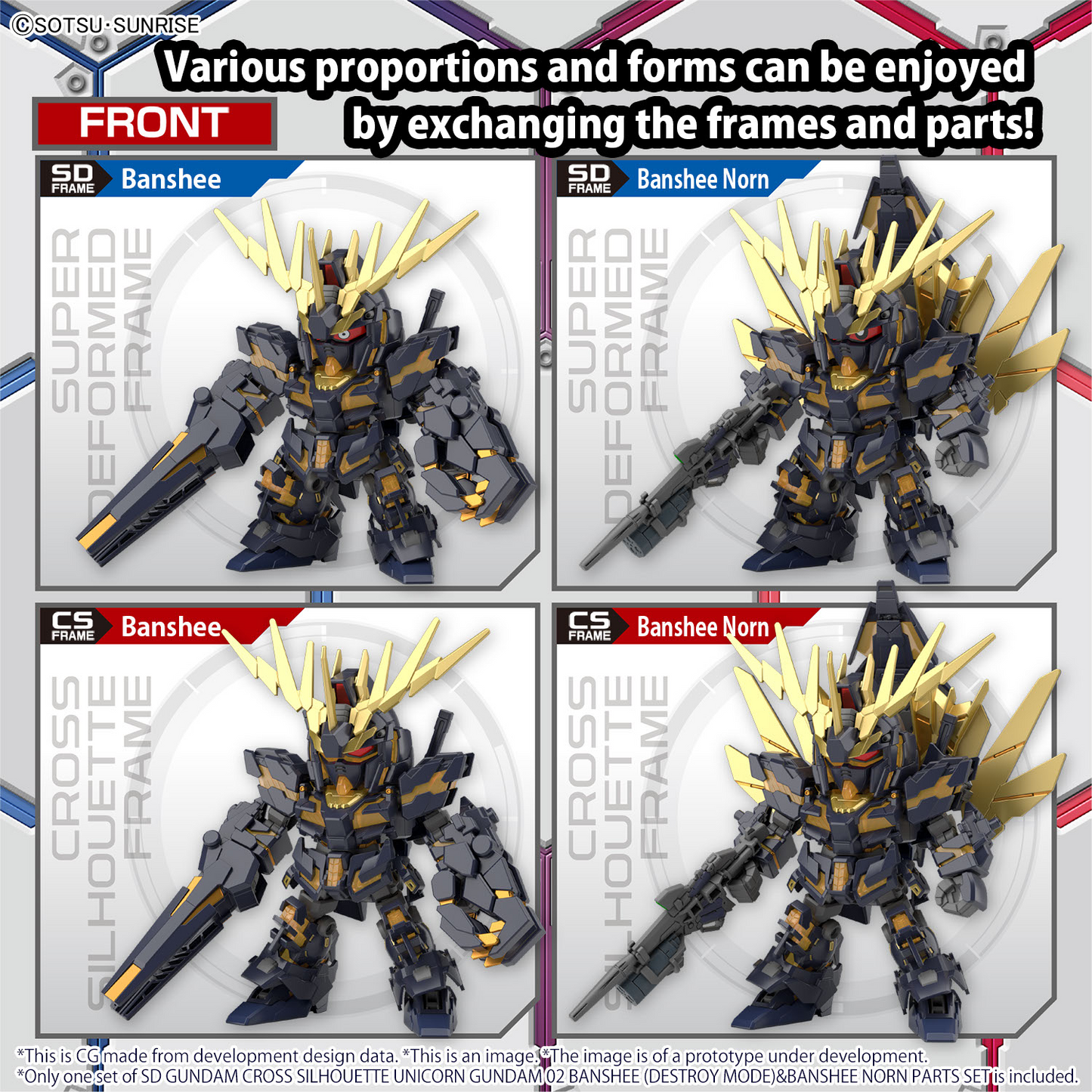 SD GUNDAM CROSS SILHOUETTE UNICORN GUNDAM 02 BANSHEE (DESTROY MODE) & BANSHEE NORN PARTS SET-4573102621597