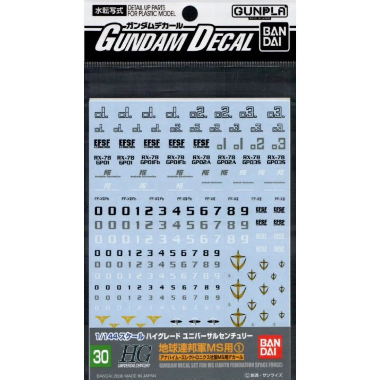 Gundam Decal 30 - Earth Federation Space Force – Hobby Gundam USA