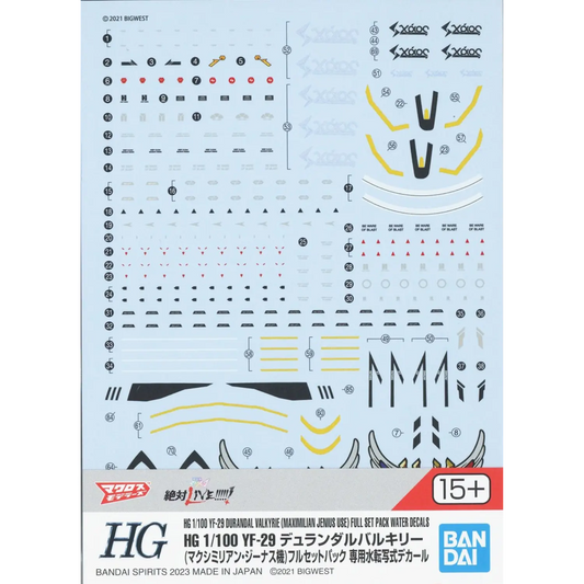 HG 1/100 YF-29 Durandal Valkyrie (Maximilian Jenius Use) Full Set Pack Water Decals